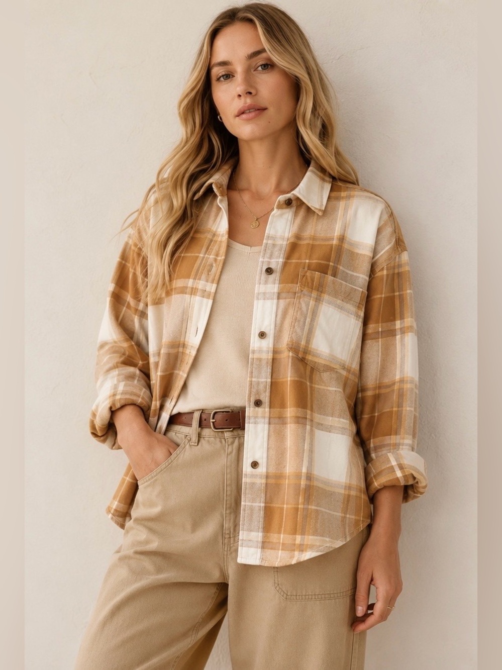 Universal Thread Brown Plaid Longsleeve Button-Down Shirt Flannel Oversized